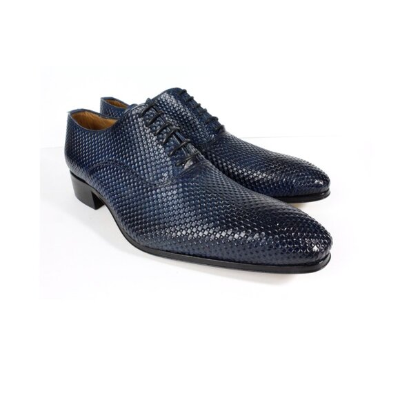 Yaya Mens Blue Oxford Leather Shoe